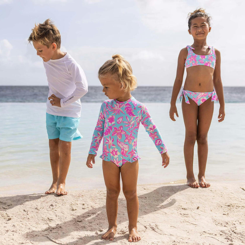 Tropical Glow Recycled Leg Frill Surf Suit
