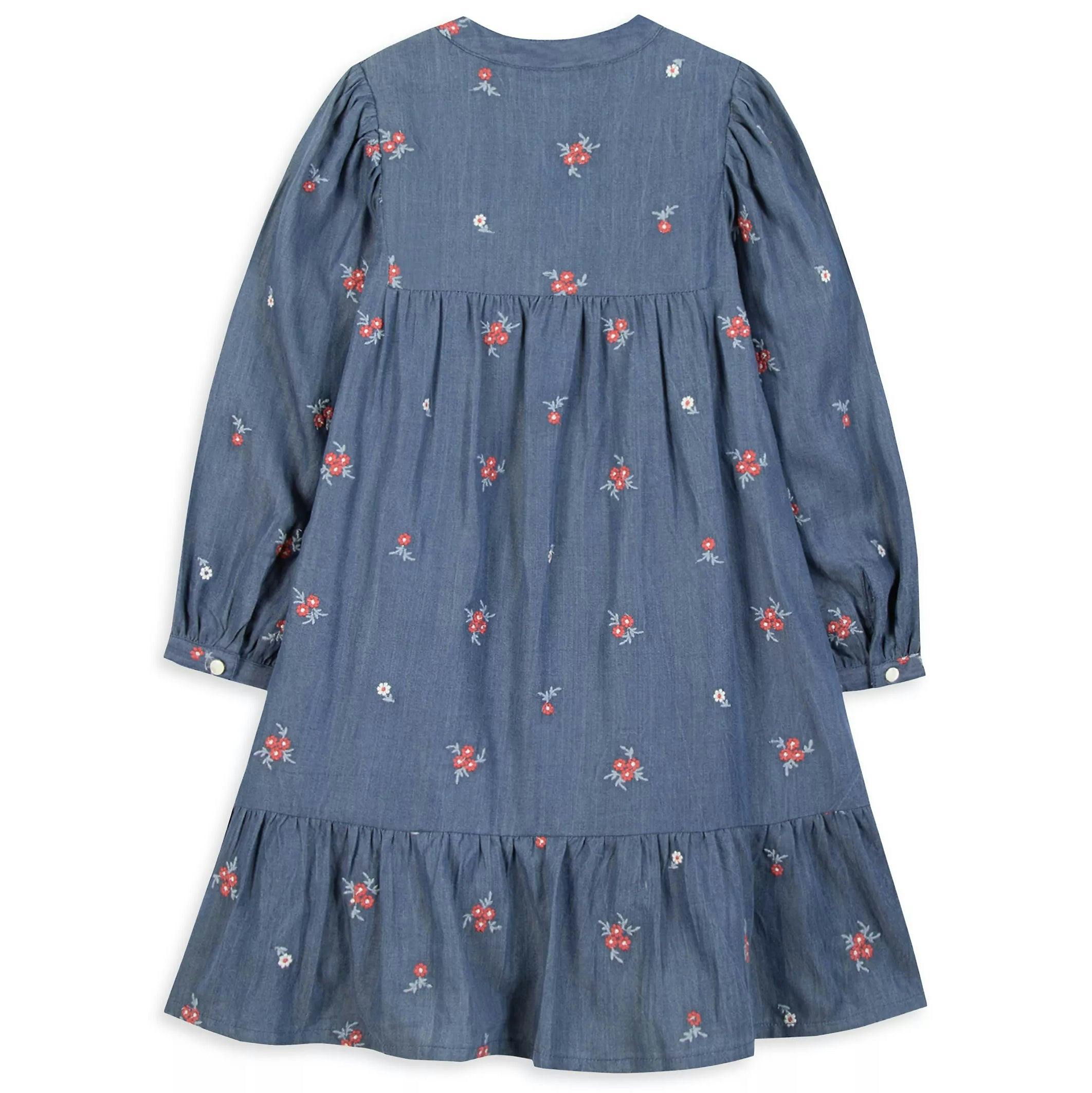 TARTINE ET CHOCOLAT Soft Chambray Floral Midi Dress