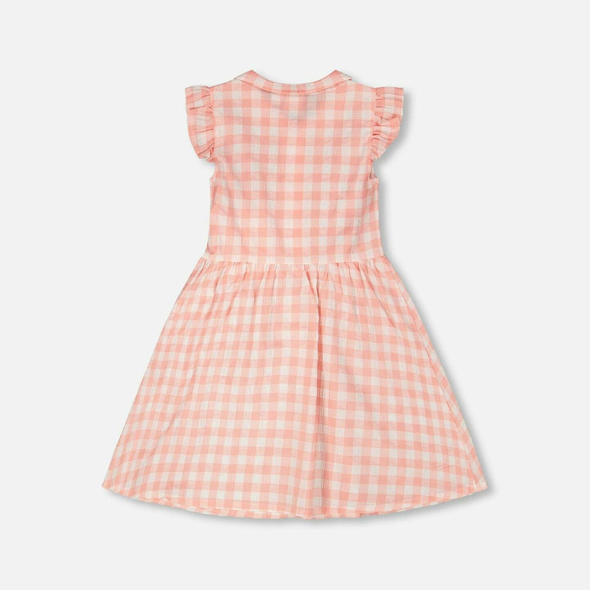 Sleeveless Button Down Dress Pink Gingham