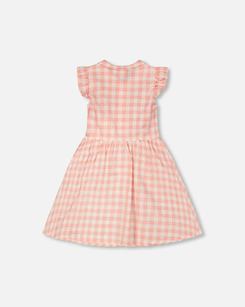 Sleeveless Button Down Dress Pink Gingham