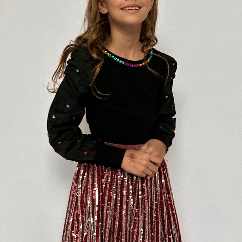 Candy Cane Sequin Striped Skirt