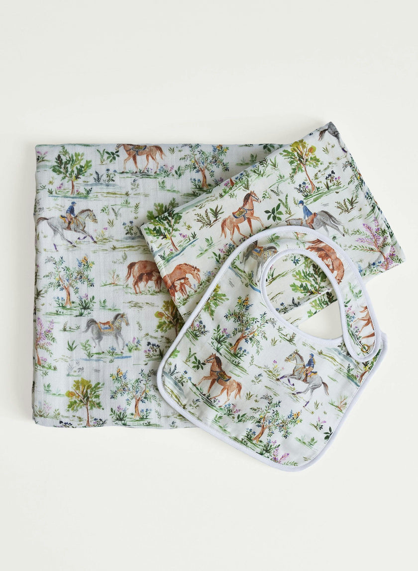 Oh Baby! Shawl Blanket, Bib & Burp Set - Hunter Pace