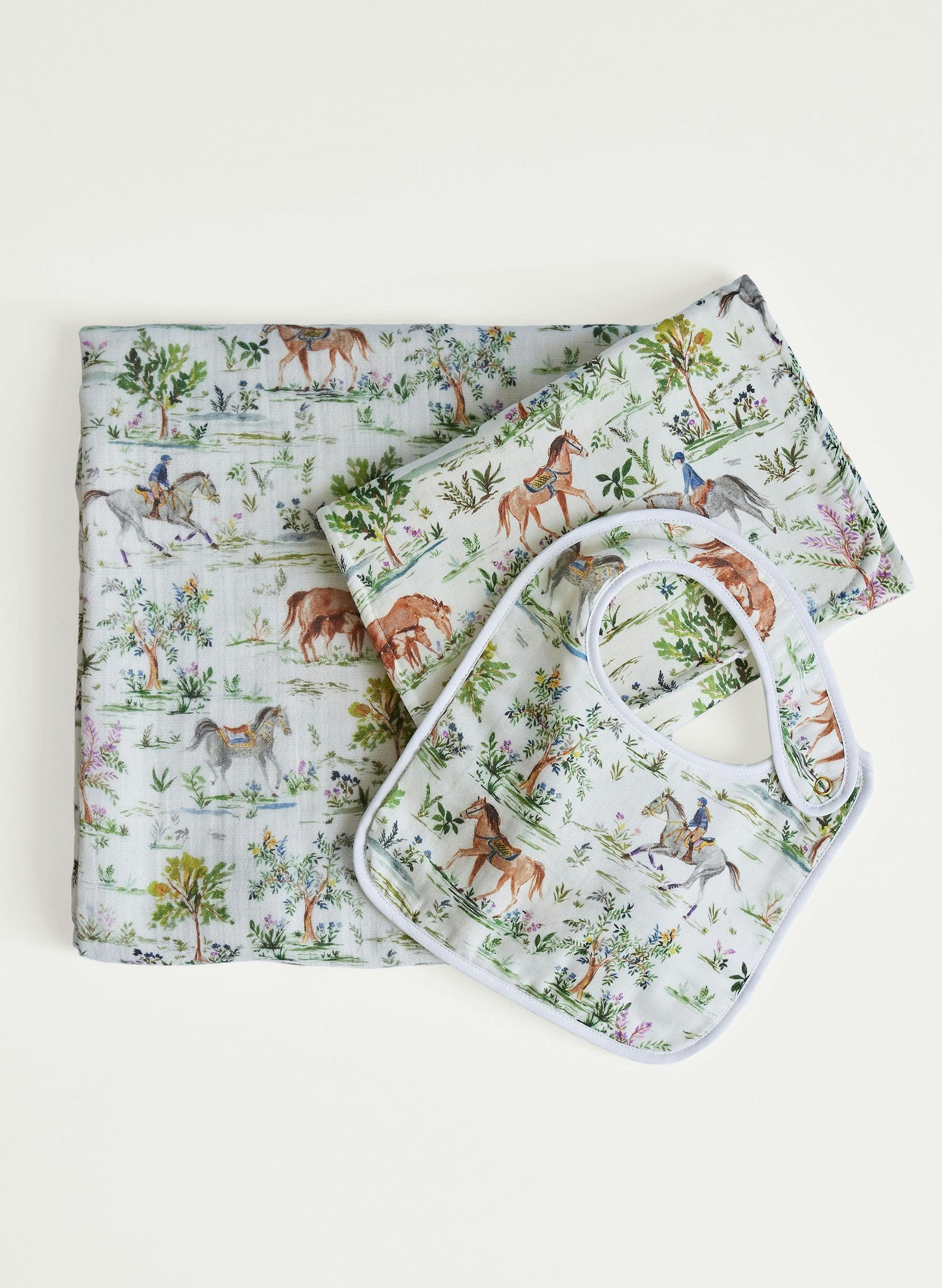 Oh Baby! Shawl Blanket, Bib & Burp Set - Hunter Pace