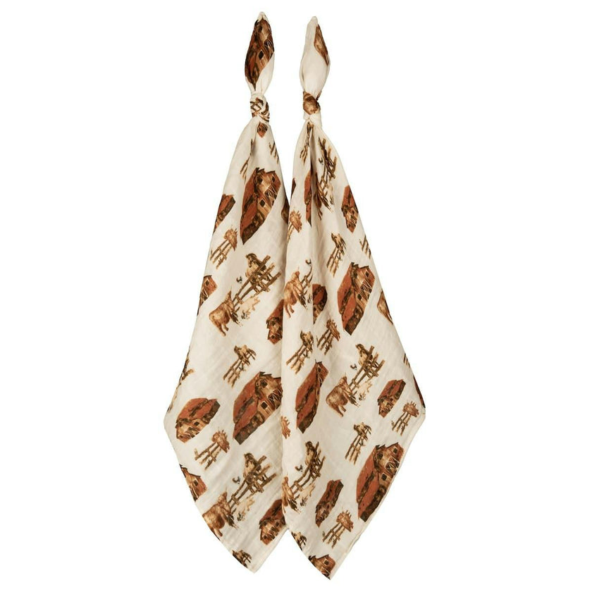 Homestead Organic Cotton Muslin Two-Piece Burp Cloth Set