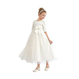 White Shannora Puff Sleeve Formal Dress