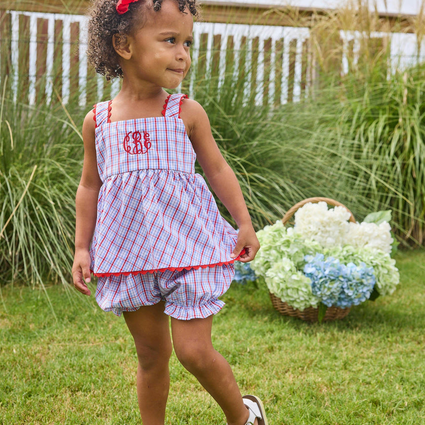 Evie Bloomer Set - Patriotic Plaid