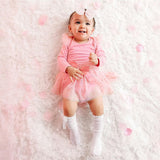 Flocked Heart Tiered Long Sleeve Tutu Bodysuit