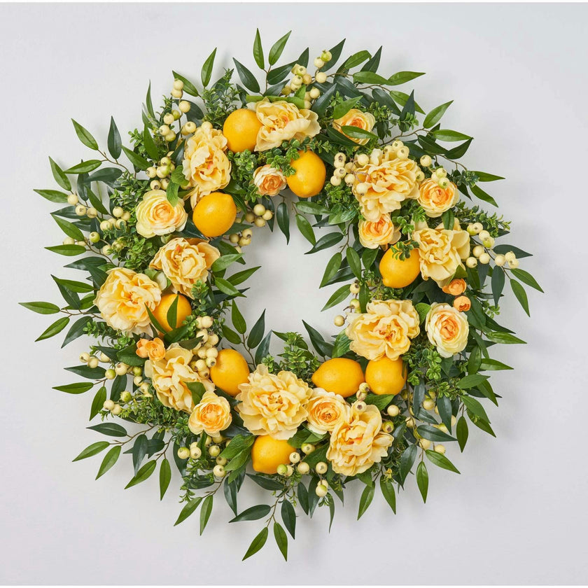 Lemonade Peony & Lemon Everyday Spring Summer Front Door Wreath