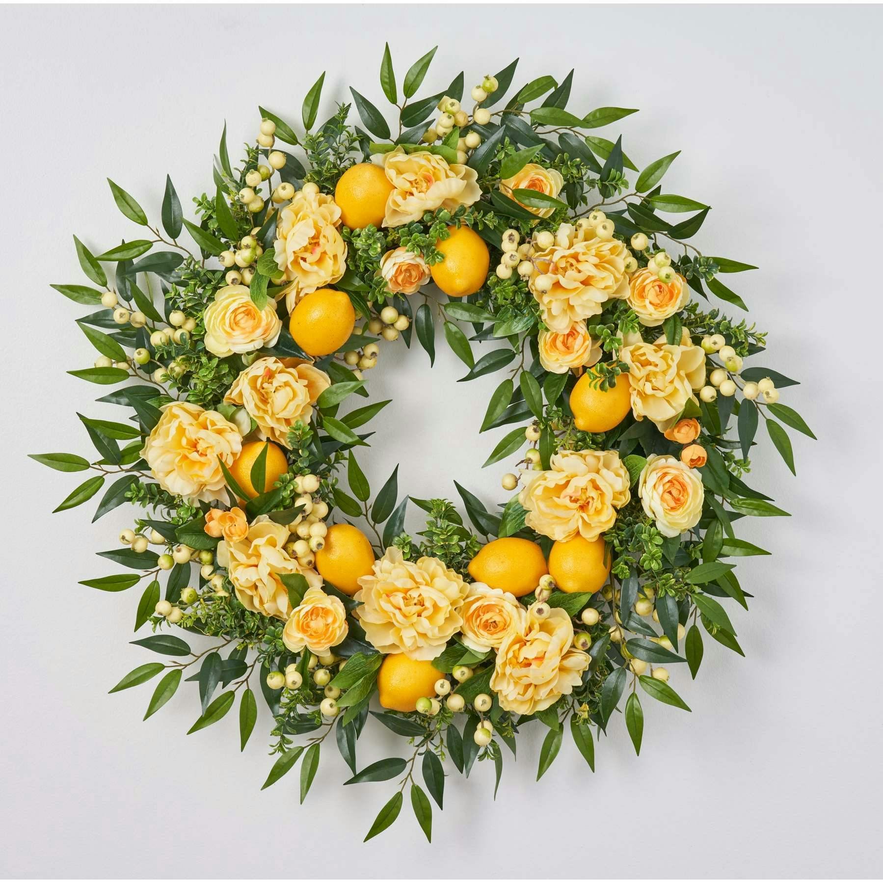 Lemonade Peony & Lemon Everyday Spring Summer Front Door Wreath