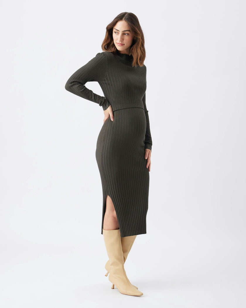 Nella Rib Nursing Knit Dress  Ivy