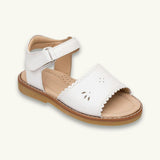Classic Scallop Sandal | White Leather