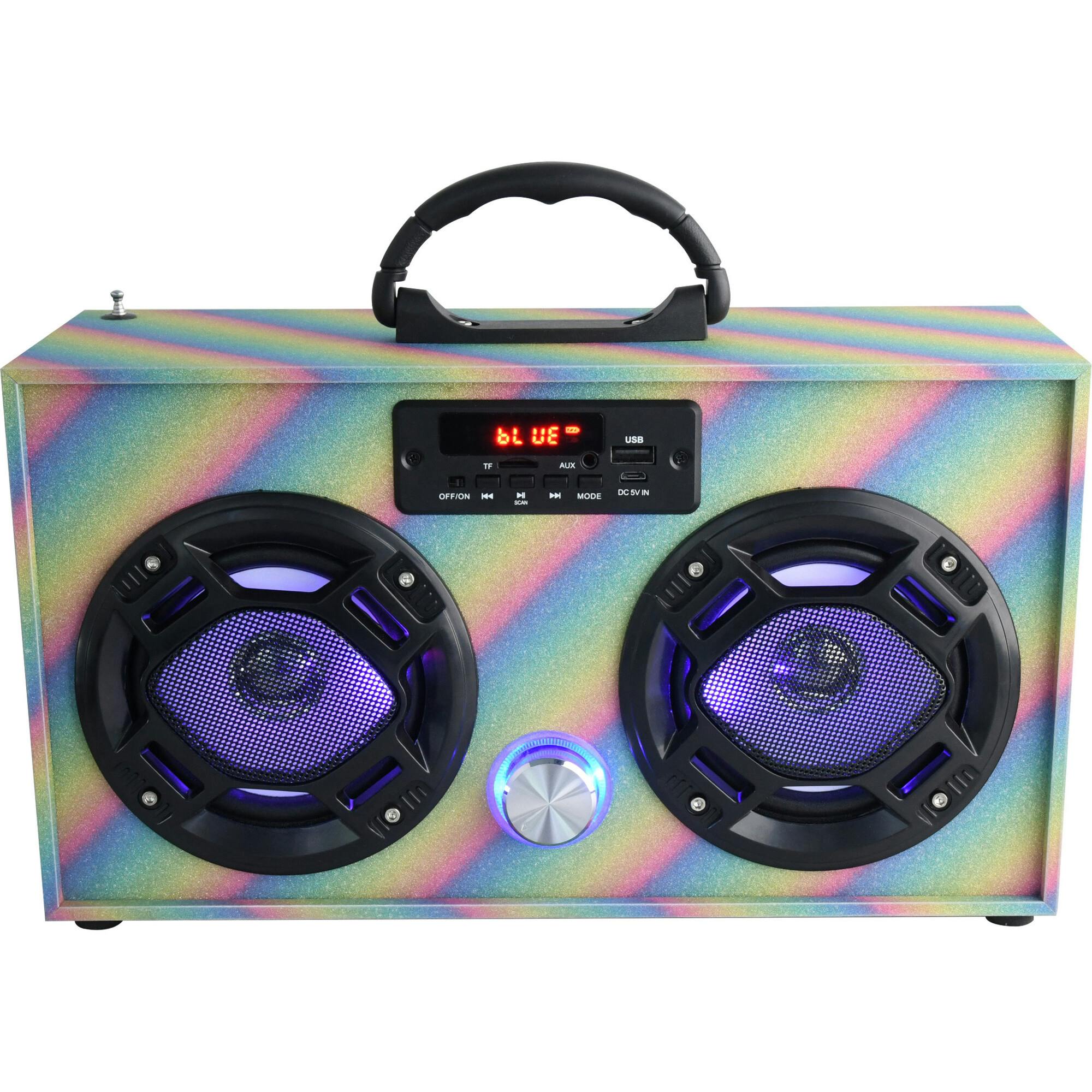 Rainbow Glitter Bluetooth Boombox