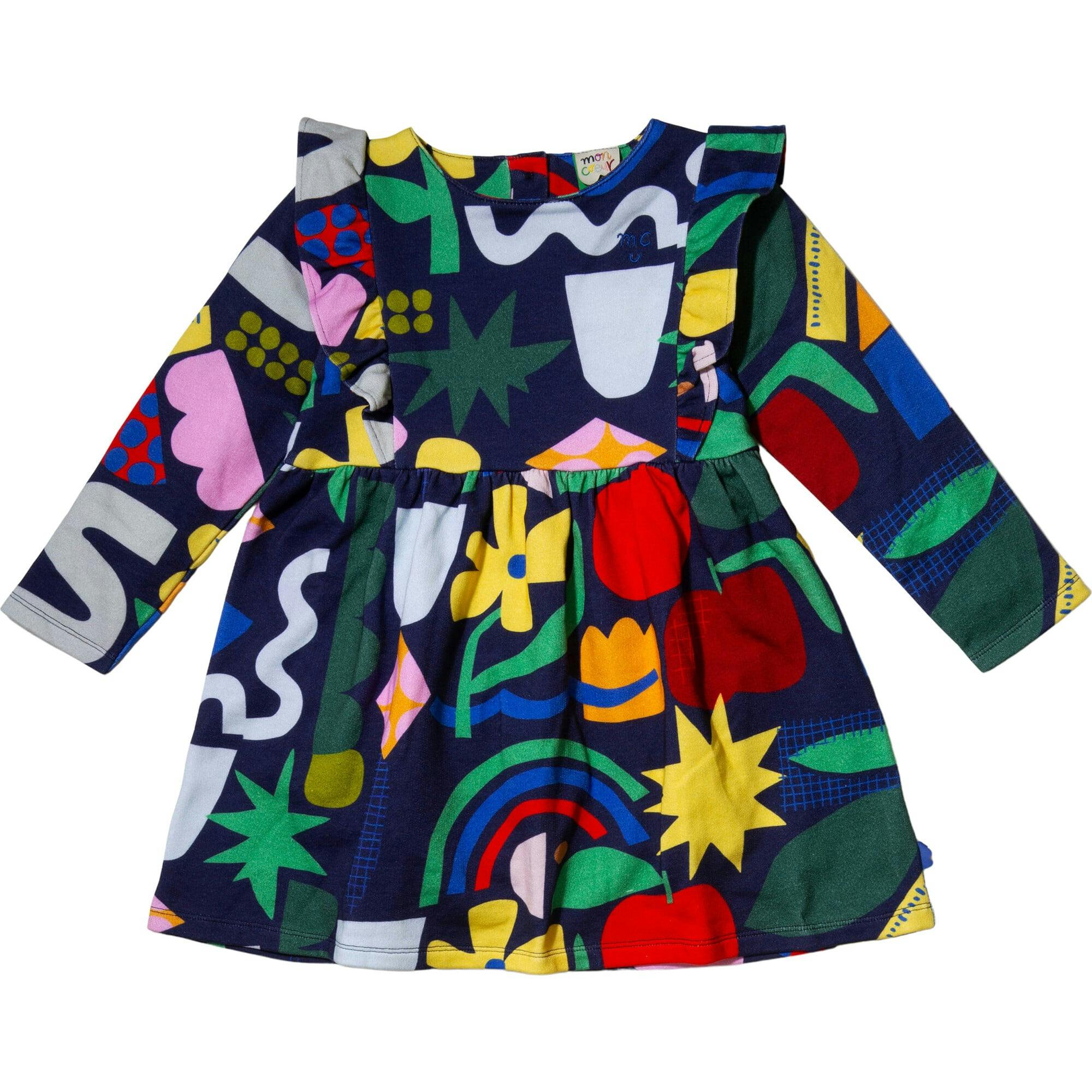 Recycled Cotton Pattern Baby Ruffle Dress