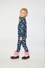 Two Piece Thermal Underwear Blue Floral Print