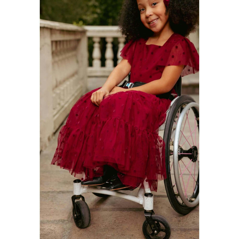 Mini Solange Dress in Burgundy Tulle