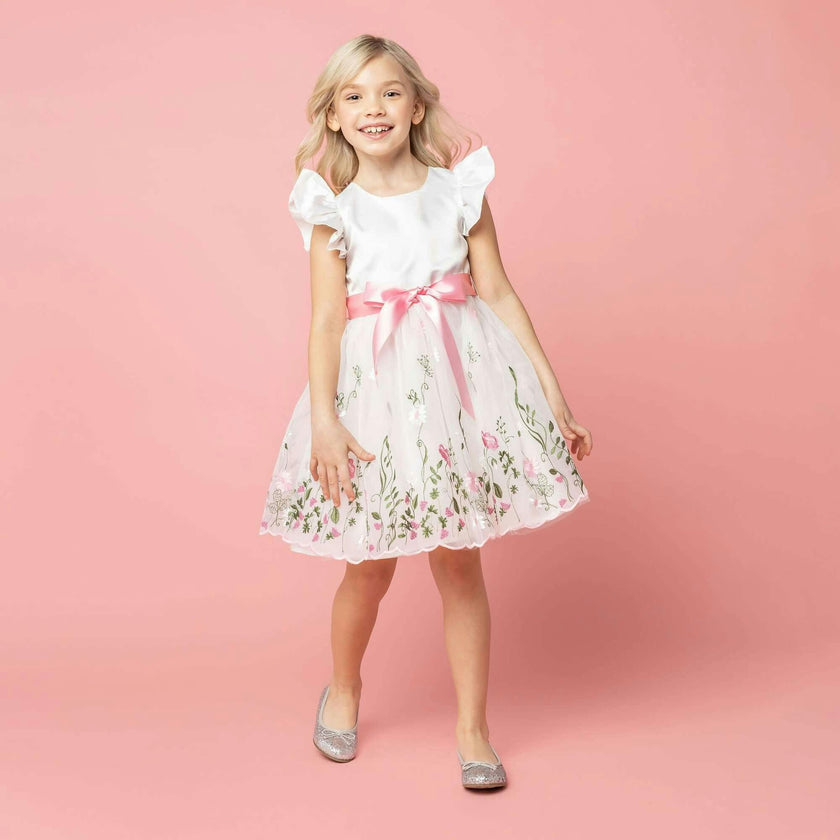 Garden Floral Ruffle Sleeve Party Dress