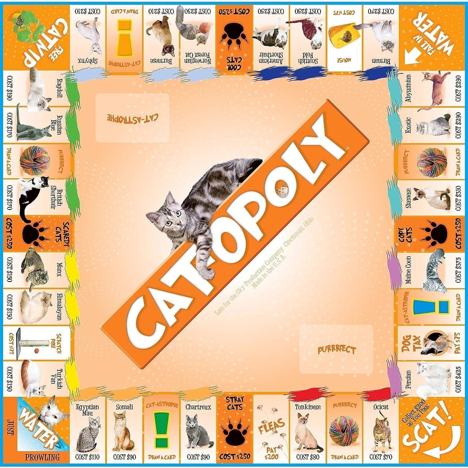 Late for the Sky Cat-Opoly Board Game