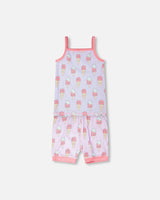 Organic Cotton Two-Piece Pyjama Set Lilac Printed Ice Creams