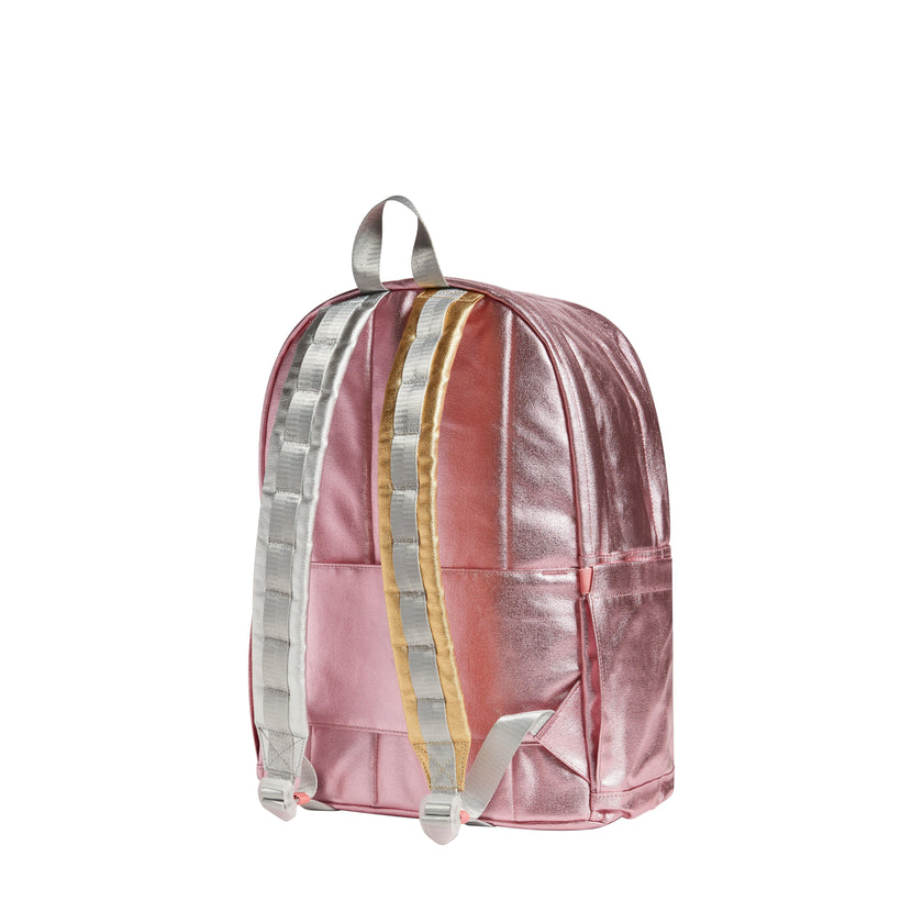 Kane Double Pocket Large Backpack, Metallic Pink/Silver