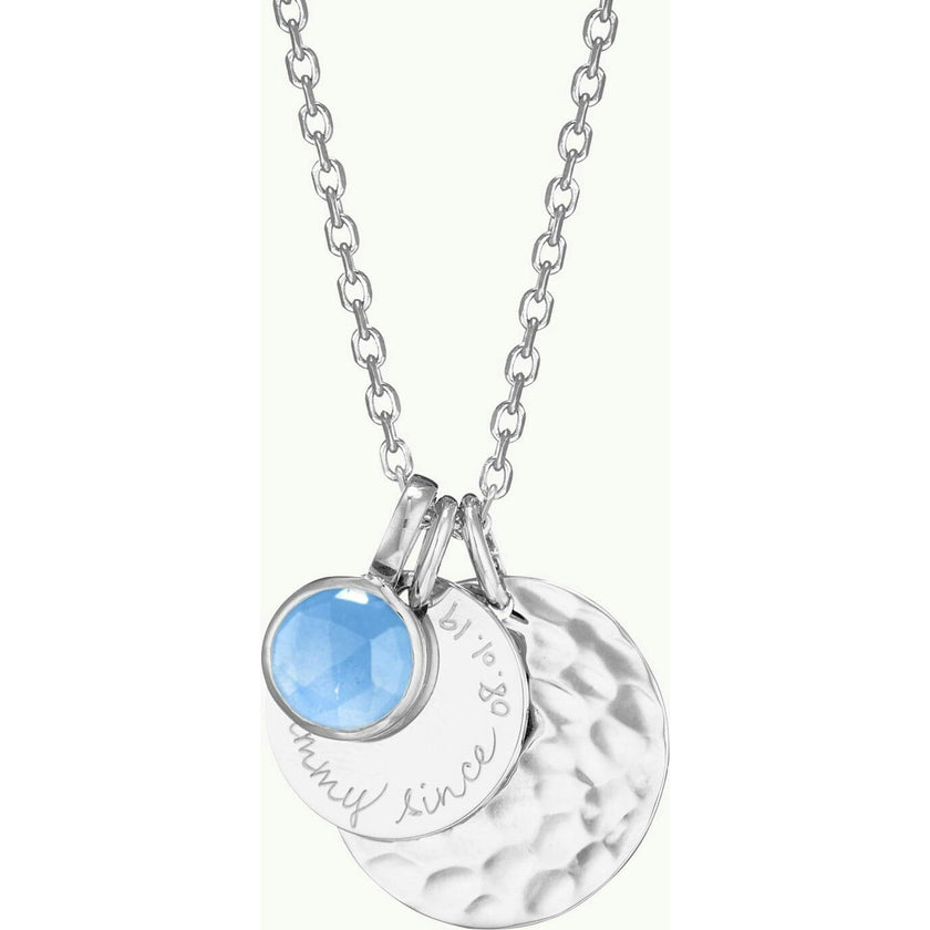 Personalized Hammered Double Disc & Birthstone Necklace
