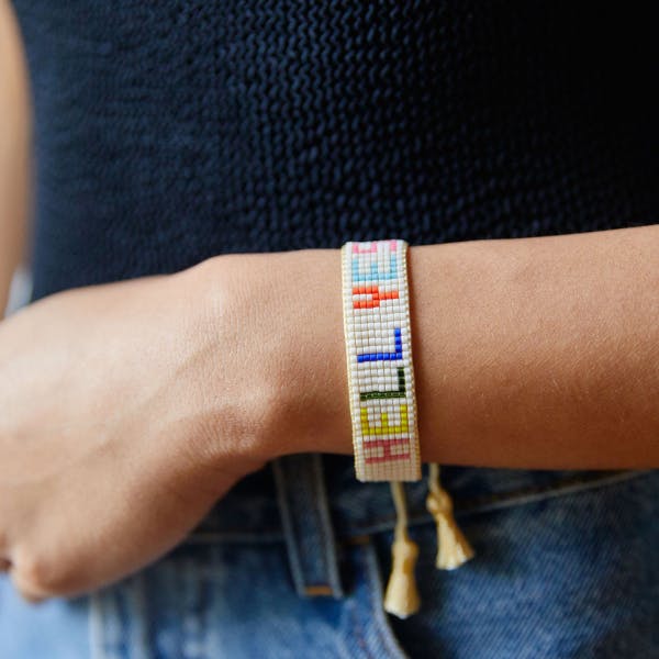 Rainbow HELL YES Beaded Bracelet