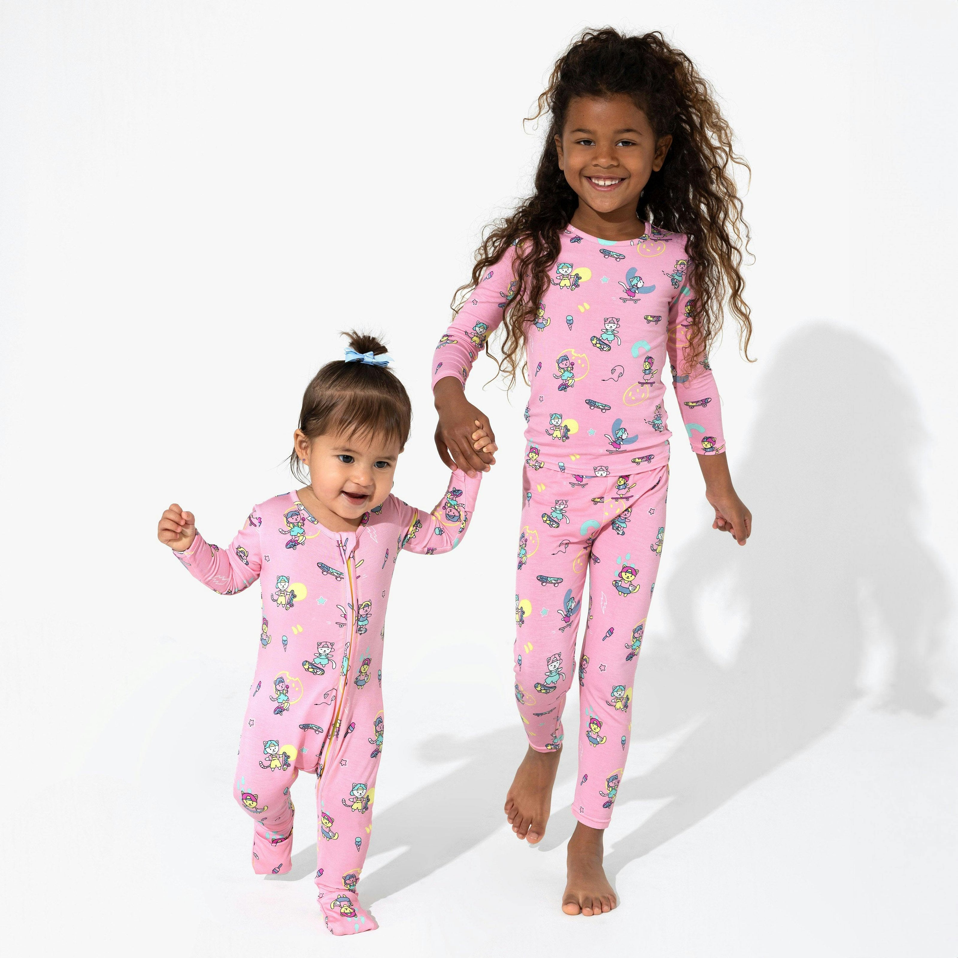 Skater Kitty Bamboo Kids Pajamas