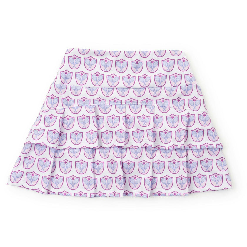 Margot Girls' Performance Skirt by LH Sport Tennis Crest Pink