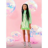 Shimmering Metallic Feather Dress Hot Pink