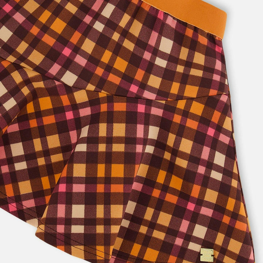 Milano Plaid Asymmetrical Flounce Mini Skirt
