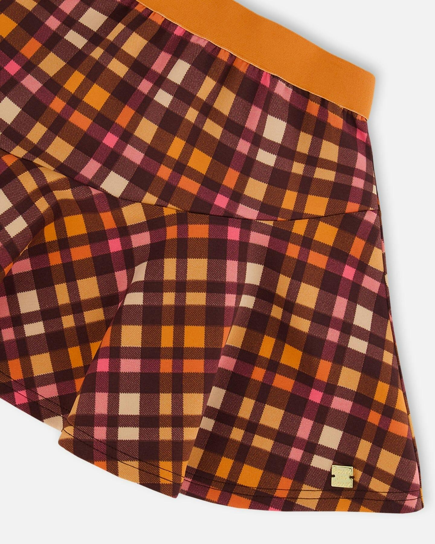 Milano Plaid Asymmetrical Flounce Mini Skirt