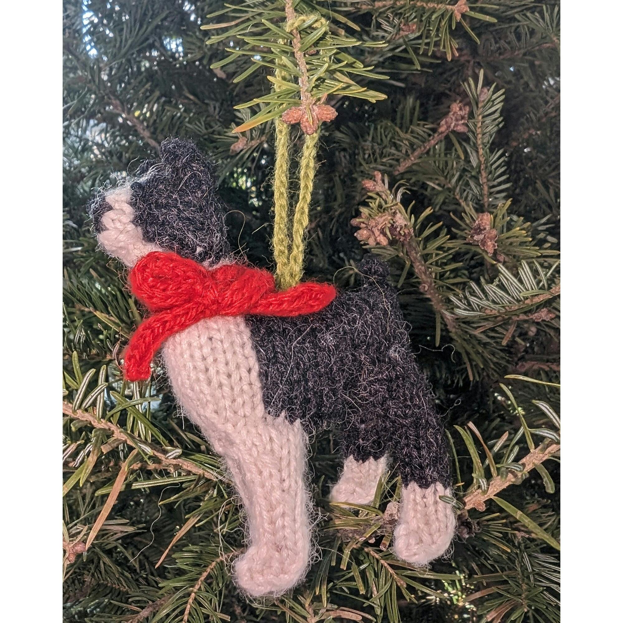 Boston Hand Knit Christmas Ornament