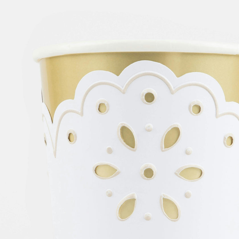 Broderie Anglaise Lace White Cups