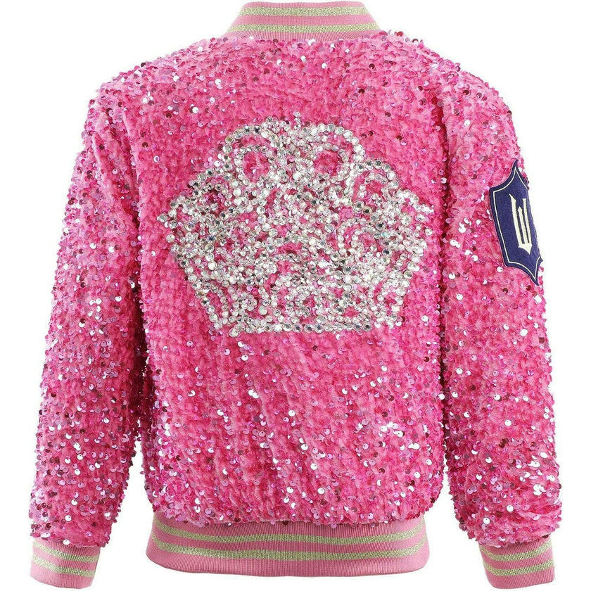 Glinda Sequin Ombre Bomber Hot Pink