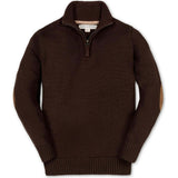 Organic Half Zip Pullover Sweater with Elbow Patches, Brown