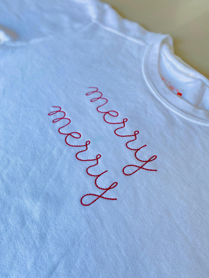 "merry merry" Adult Vintagewash Crewneck Fleece