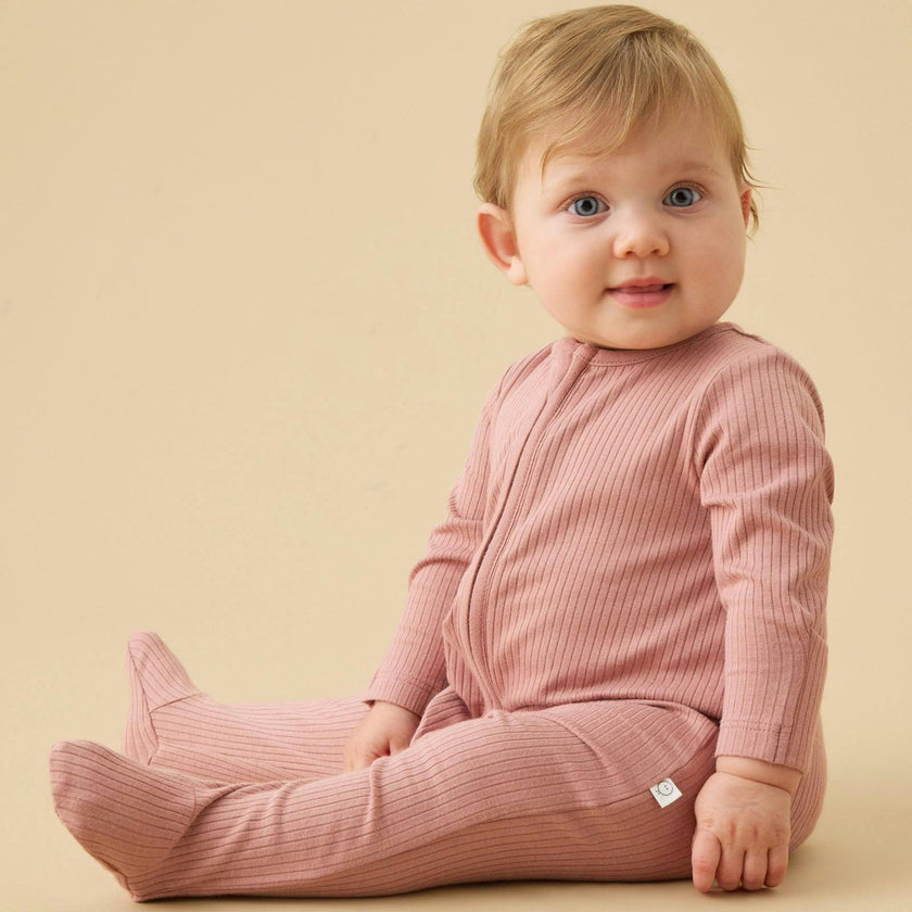 Ribbed Clever Zip Footed Baby Pajamas