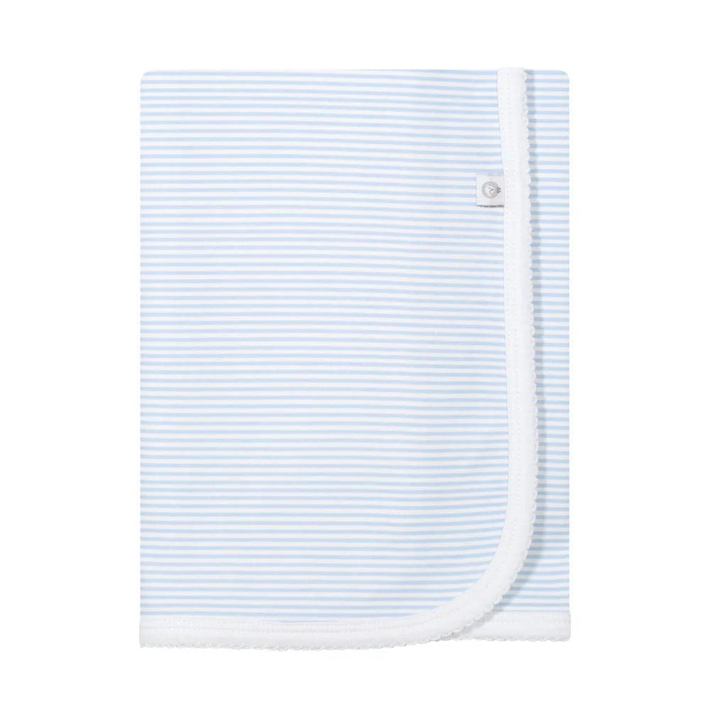 Blue Stripes Pima Cotton Baby Blanket