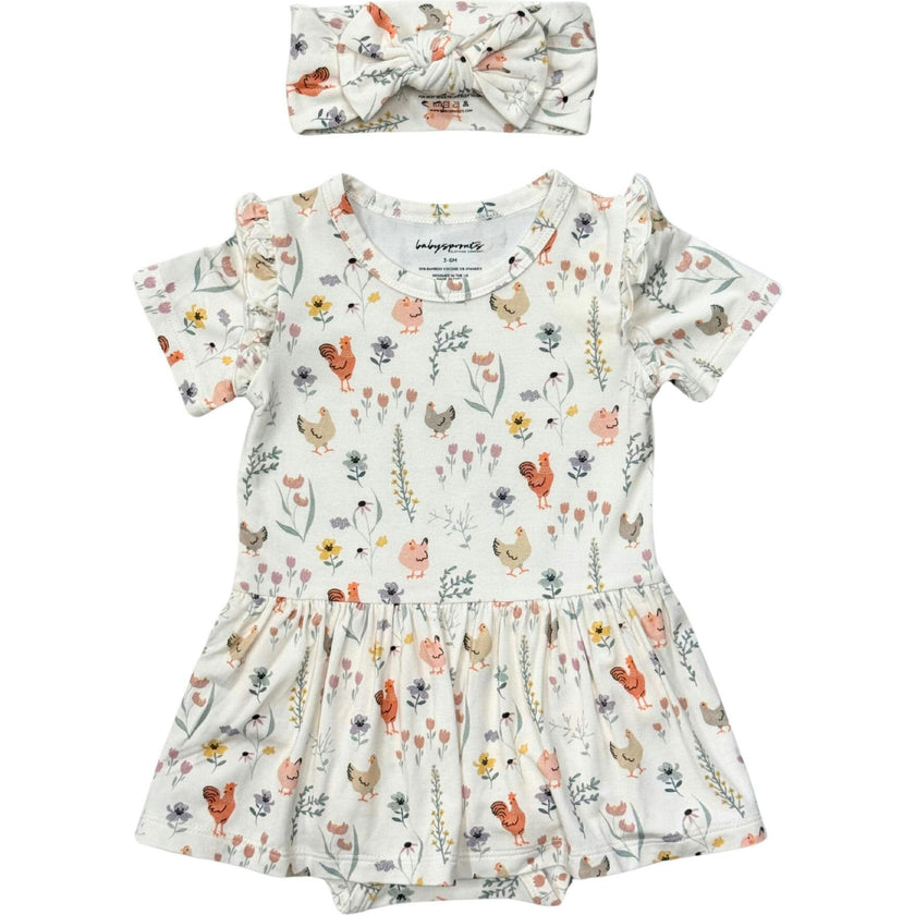 Girl's Short Sleeve Bodysuit Dress Set