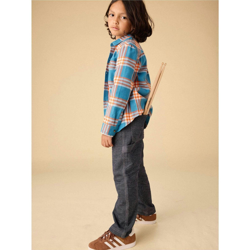 Denim-Like Carpenter Pants, Blue