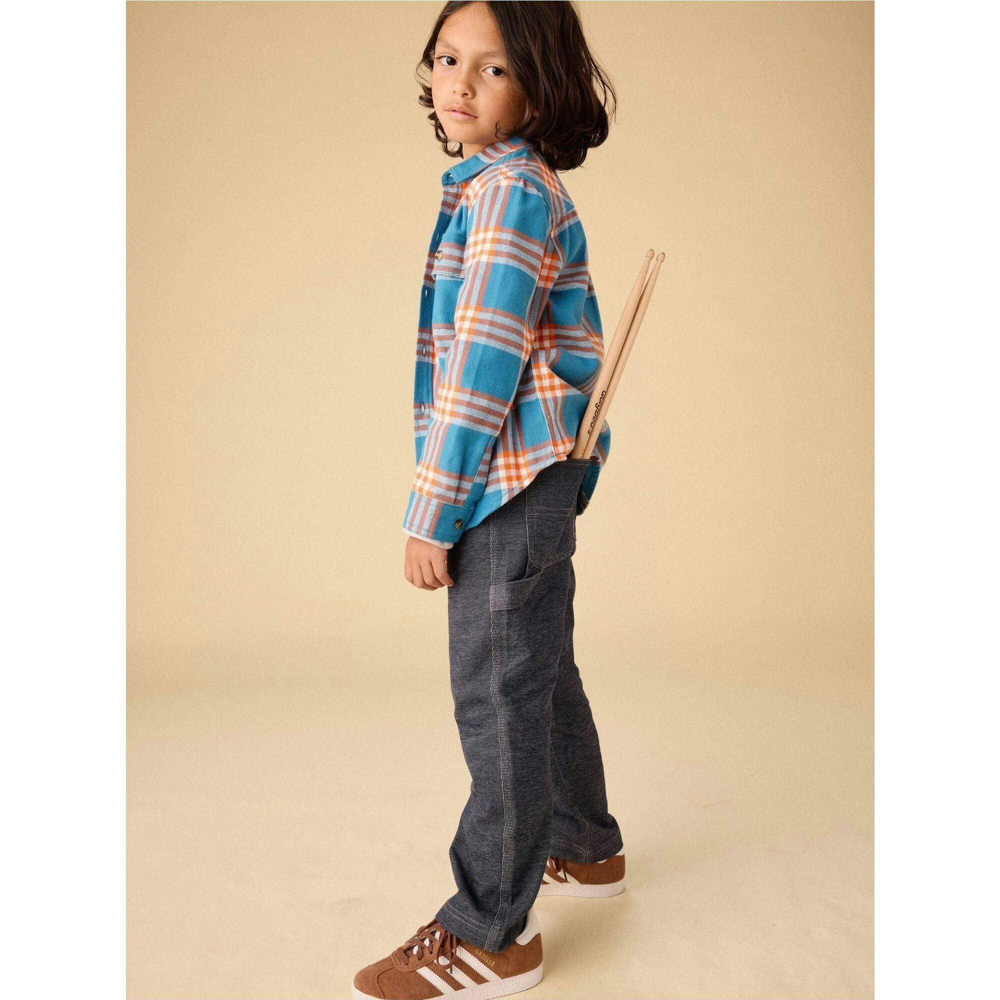 Denim-Like Carpenter Pants, Blue