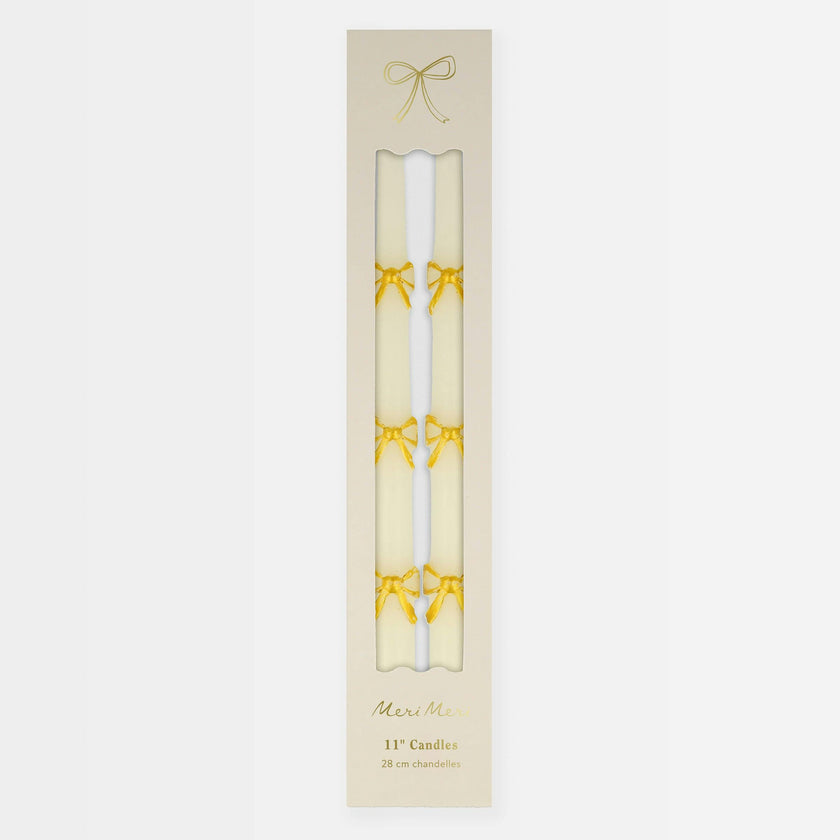 Gold Bow Taper Candles