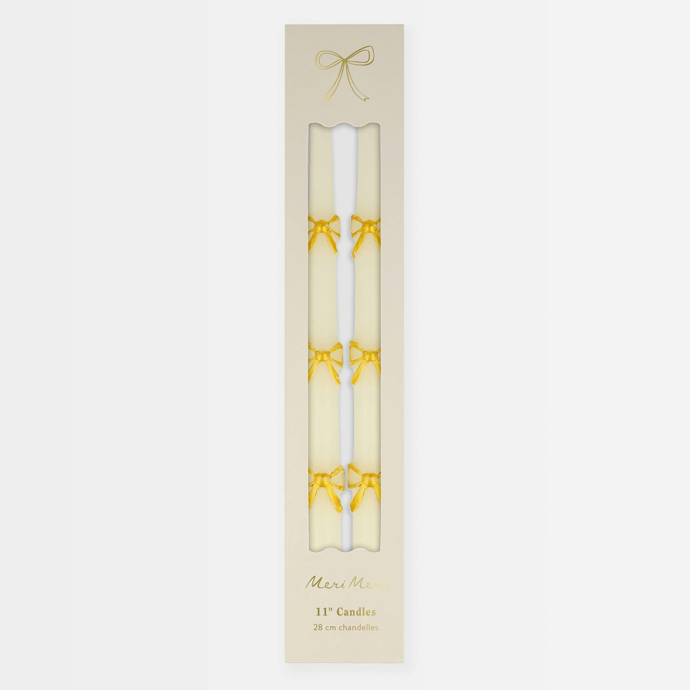 Gold Bow Taper Candles