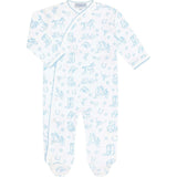 Blue Lone Star Toile Print Crossover Footie