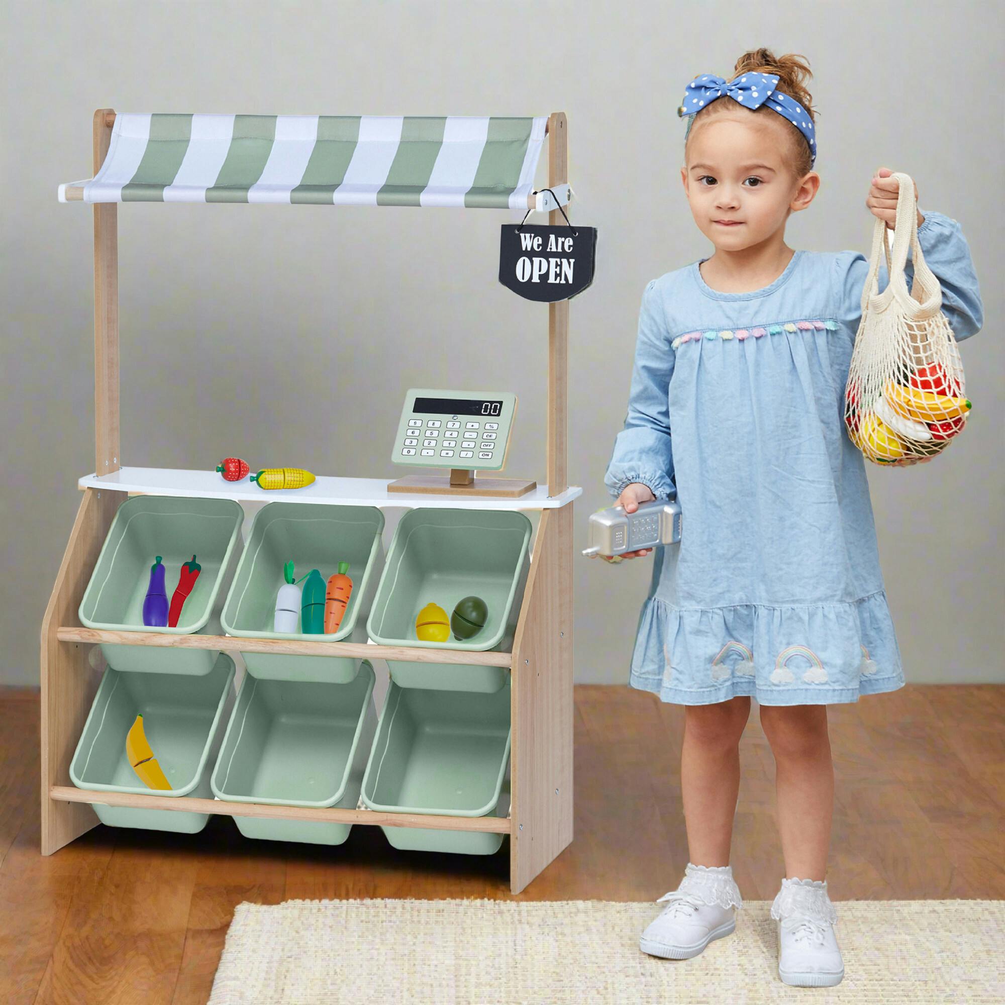 Bundle Little Helper Play Farmer's Market Stand & 21-pcs Produce with Bag