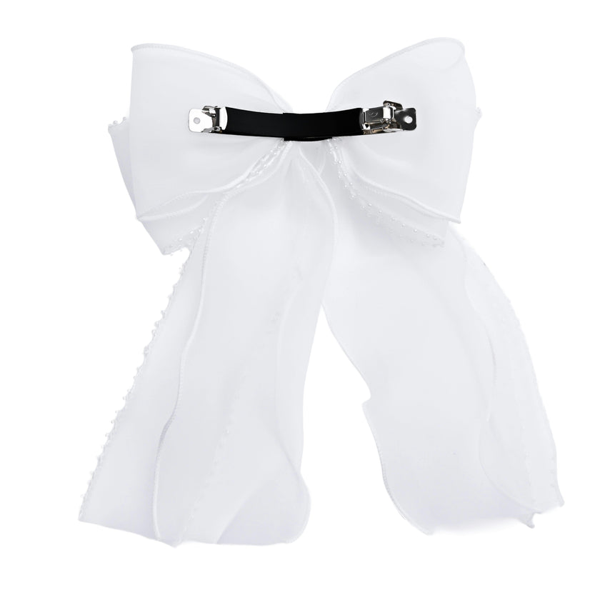 Sheer Organza Beaded-Edge Hair Clip