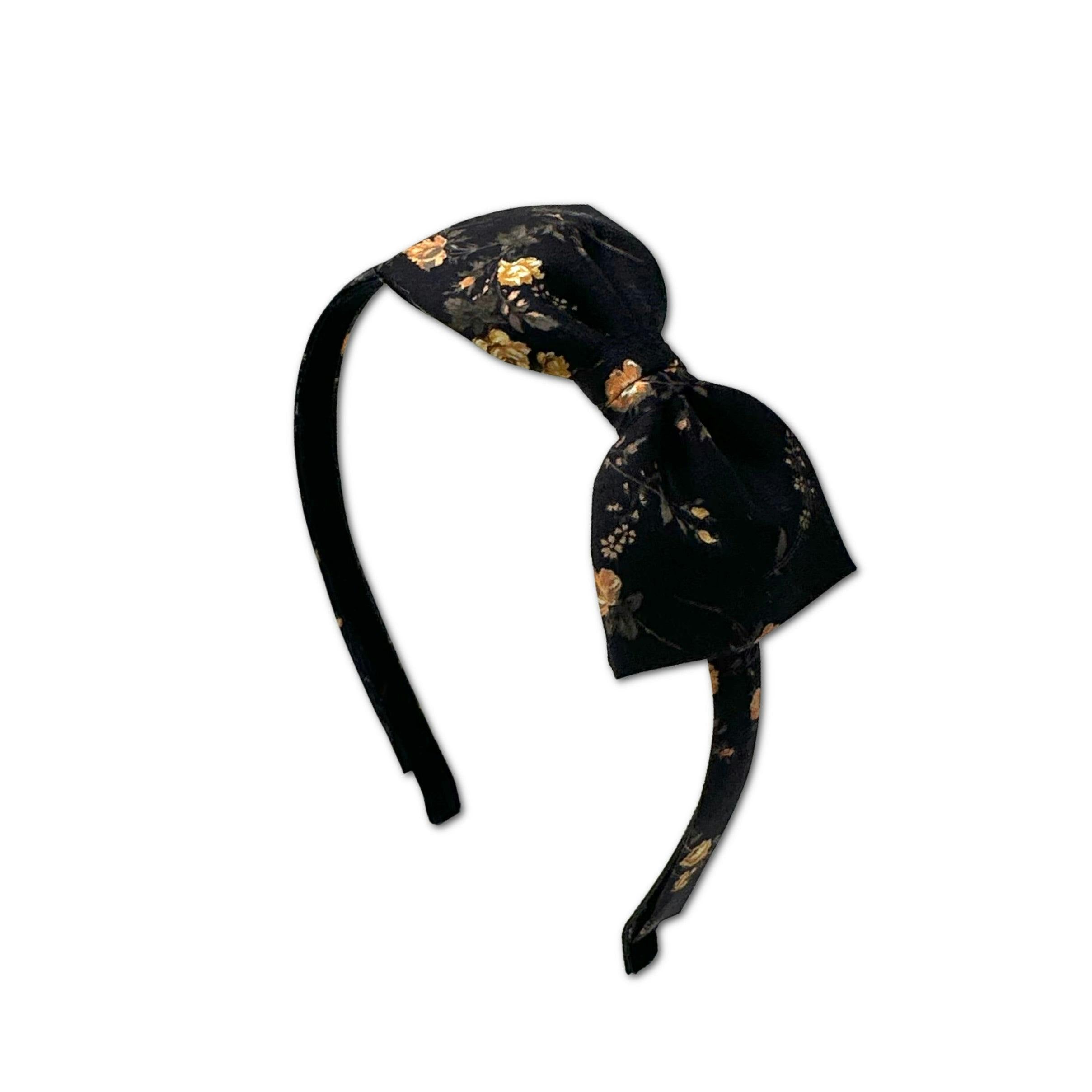 Liberty of London Bow Headband, Black/Gold Floral