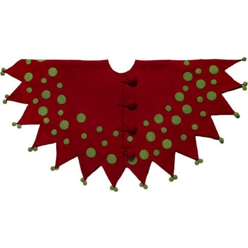 Handmade Felt Jester Red and Green Christmas Tree Skirt 60"