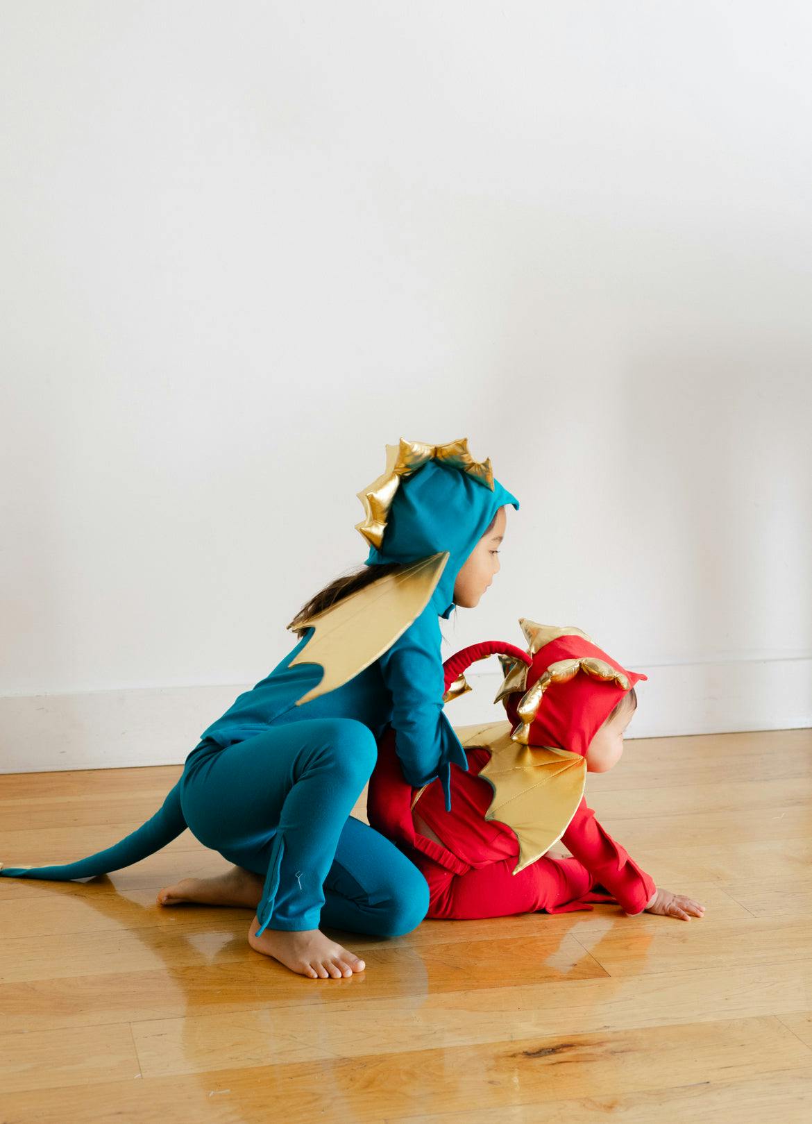 Jade Blue and Gold Dragon Costume