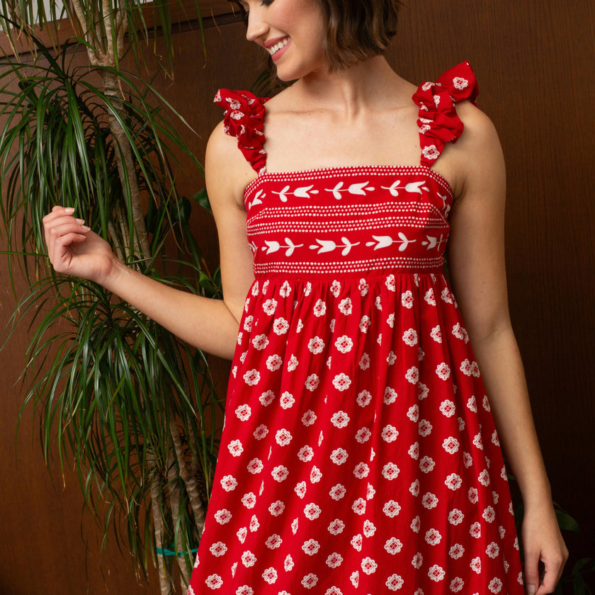 Sylvia Scarlet Bandana Midi Dress