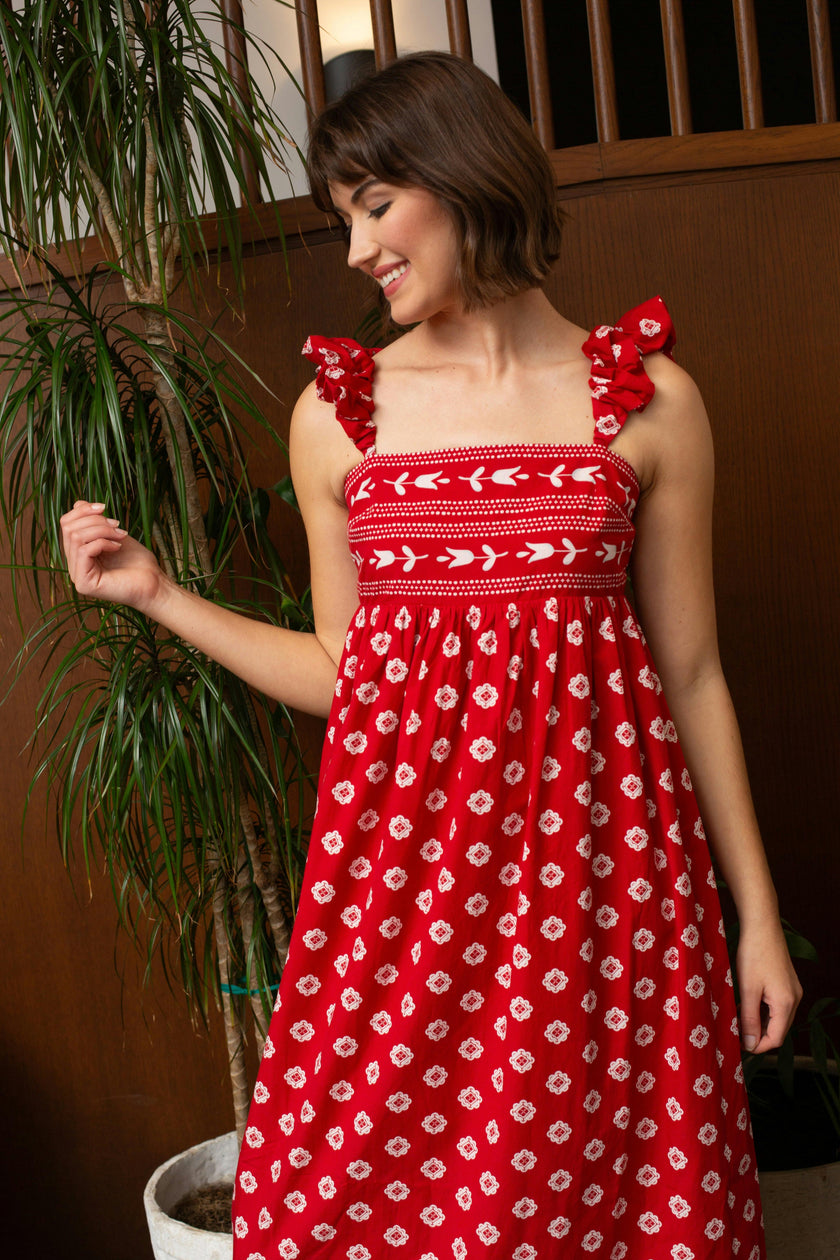 Sylvia Scarlet Bandana Midi Dress